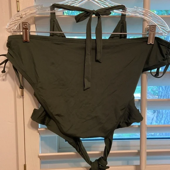 Kona Sol Olive Faux Wrap Bikini Set SZ XL - Picture 2 of 10